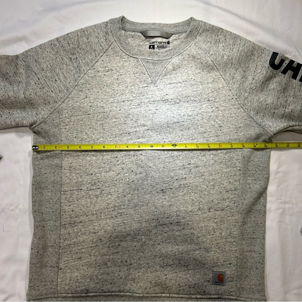 Carhartt Heather Gray Crewneck Sweatshirt with Black Sleeve Logo - Picture 9 of 10